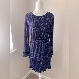 Ryan Michelle Navy Polka Dot Dress